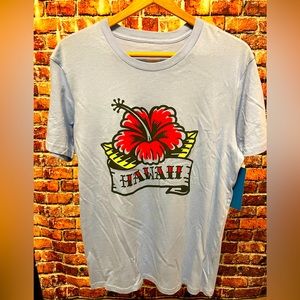 New w tags NWT Blue Reel men’s Hawaii tee shirt light blue medium cotton floral
